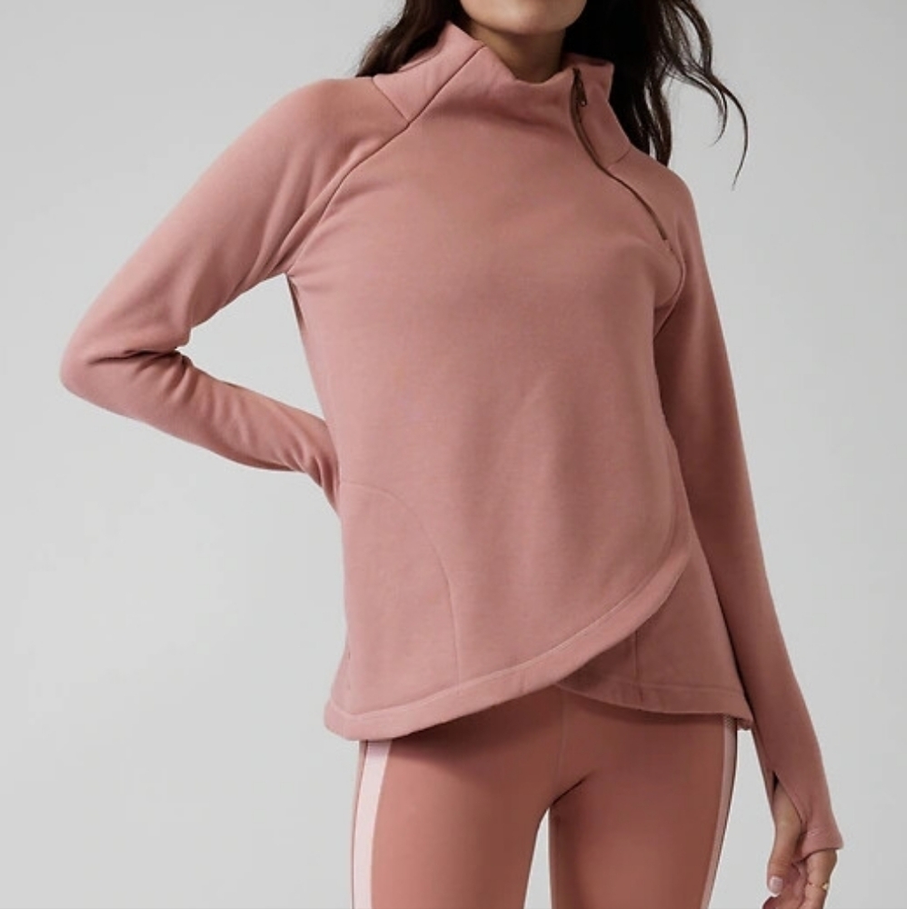 Athleta‎ LG Pink Cozy Karma Asym Pullover Sweatshirt